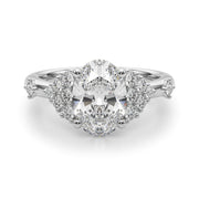 Sculpted Ov Center Round Diamond Engagement Ring â€” 10K/14K Gold & Platinum