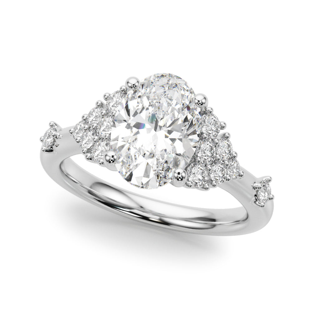 Sculpted Ov Center Round Diamond Engagement Ring â€” 10K/14K Gold & Platinum