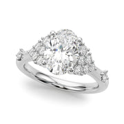 Sculpted Ov Center Round Diamond Engagement Ring â€” 10K/14K Gold & Platinum
