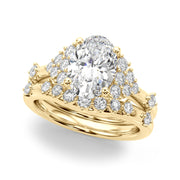 Sculpted Ov Center Round Diamond Engagement Ring â€” 10K/14K Gold & Platinum