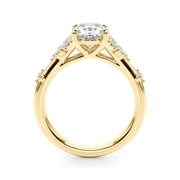 Sculpted Ov Center Round Diamond Engagement Ring â€” 10K/14K Gold & Platinum
