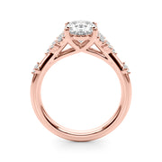 Sculpted Ov Center Round Diamond Engagement Ring â€” 10K/14K Gold & Platinum