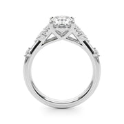 Sculpted Ov Center Round Diamond Engagement Ring â€” 10K/14K Gold & Platinum