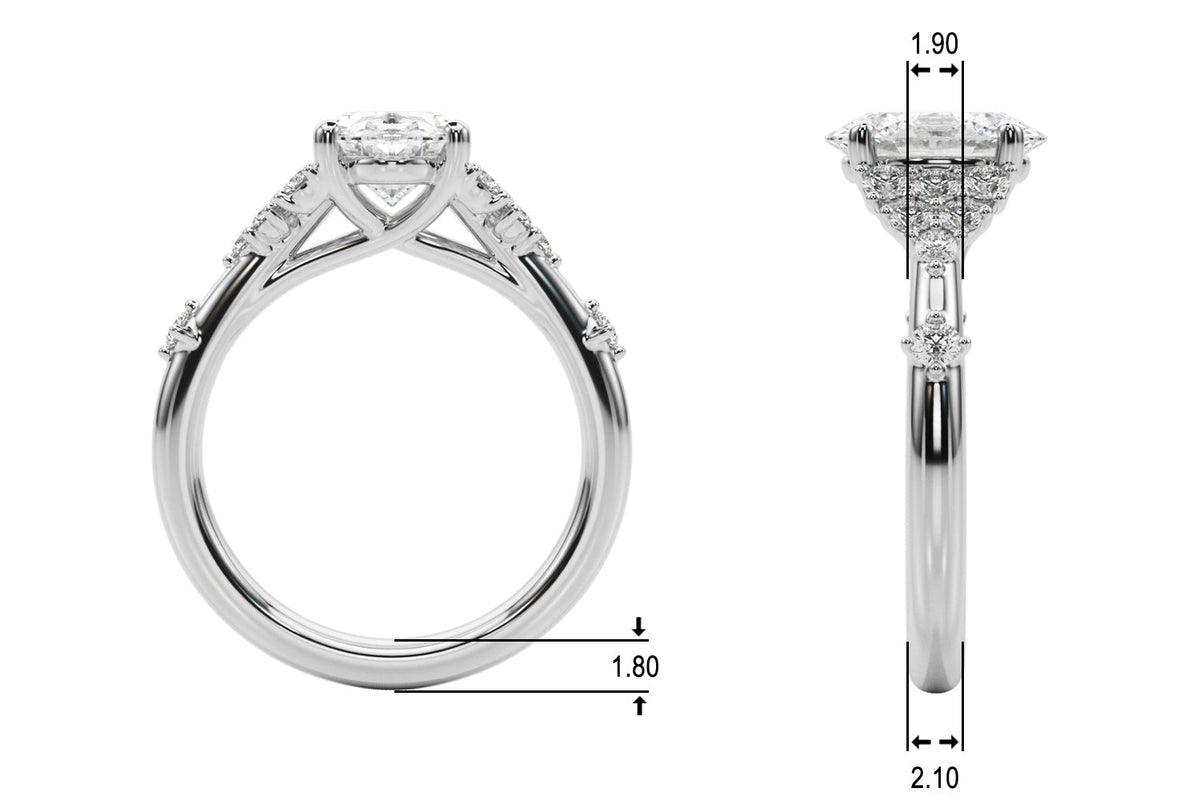 Sculpted Ov Center Round Diamond Engagement Ring â€” 10K/14K Gold & Platinum