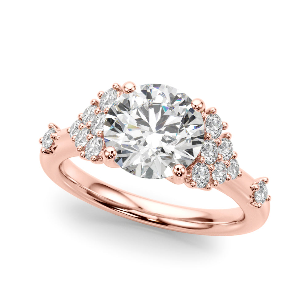 Sculpted Ov Center Round Diamond Engagement Ring â€” 10K/14K Gold & Platinum