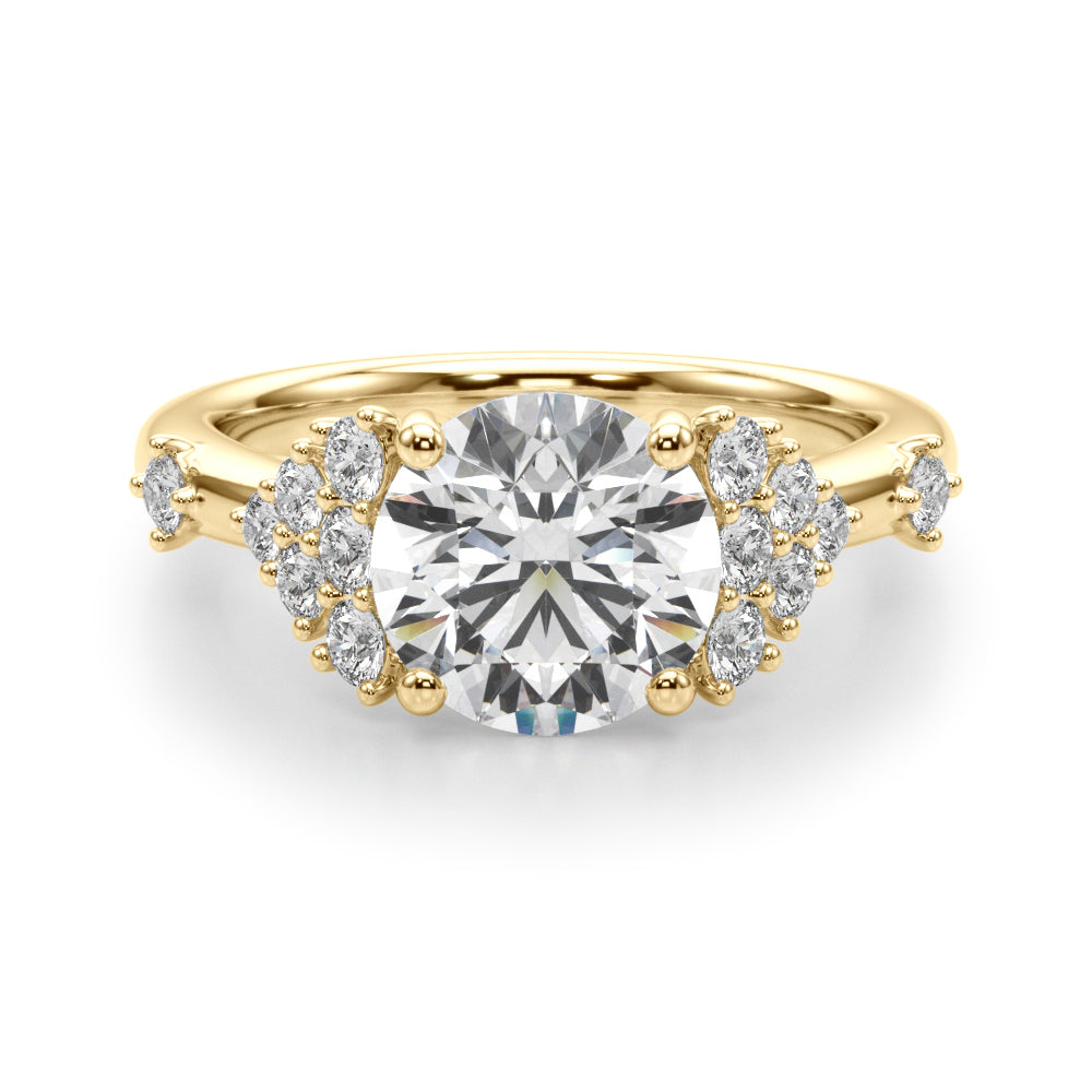 Sculpted Ov Center Round Diamond Engagement Ring â€” 10K/14K Gold & Platinum