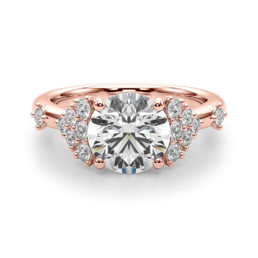 Sculpted Ov Center Round Diamond Engagement Ring â€” 10K/14K Gold & Platinum