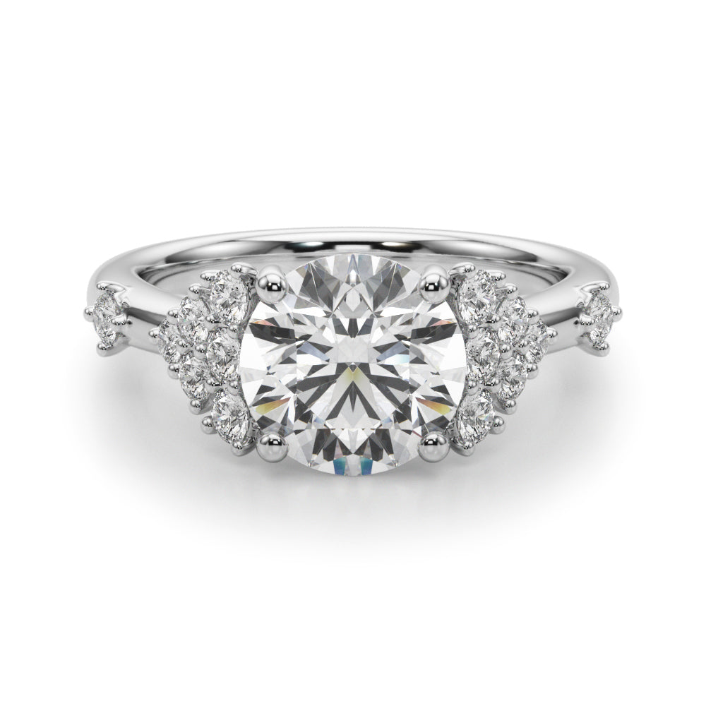 Sculpted Ov Center Round Diamond Engagement Ring â€” 10K/14K Gold & Platinum