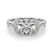 Sculpted Ov Center Round Diamond Engagement Ring â€” 10K/14K Gold & Platinum