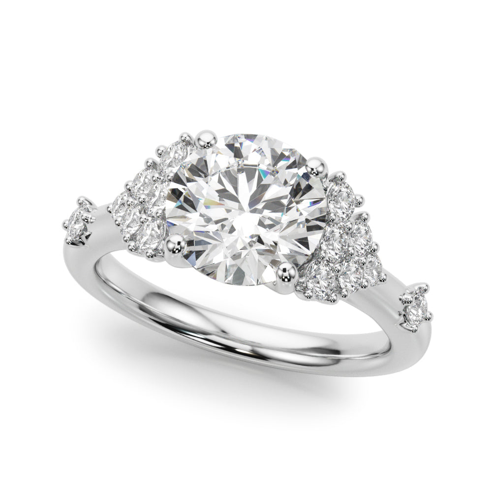 Sculpted Ov Center Round Diamond Engagement Ring â€” 10K/14K Gold & Platinum