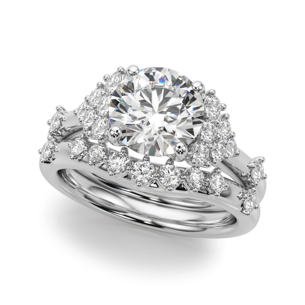Sculpted Ov Center Round Diamond Engagement Ring â€” 10K/14K Gold & Platinum
