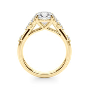Sculpted Ov Center Round Diamond Engagement Ring â€” 10K/14K Gold & Platinum