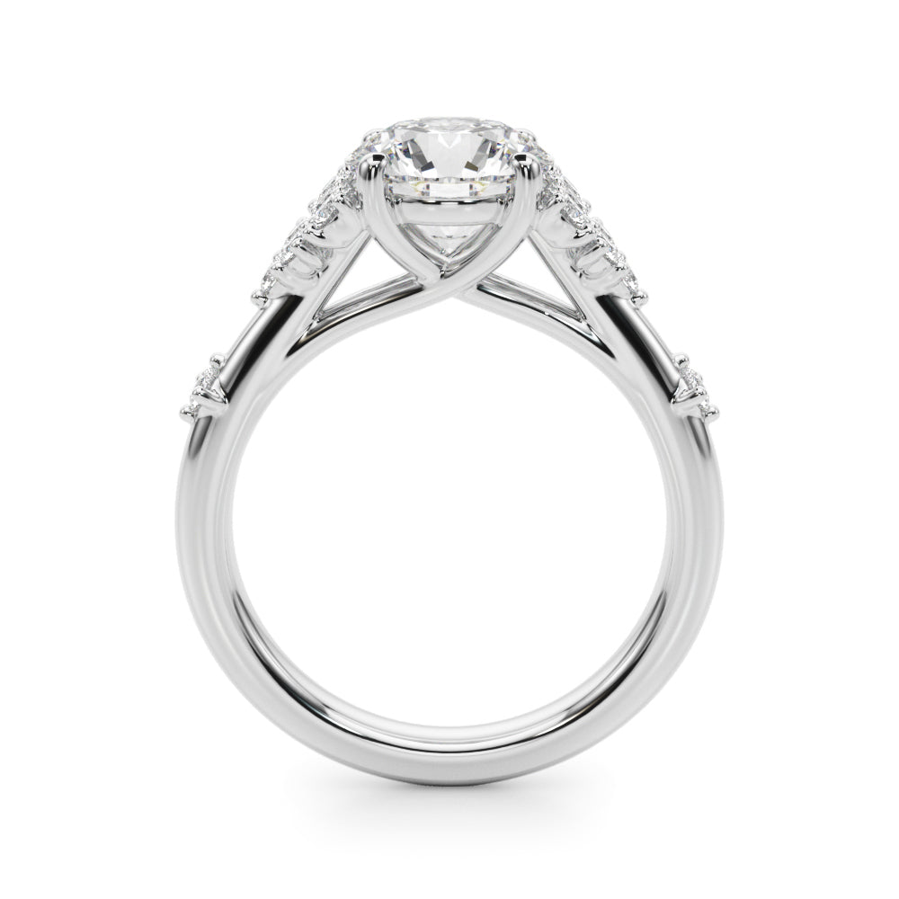 Sculpted Ov Center Round Diamond Engagement Ring â€” 10K/14K Gold & Platinum