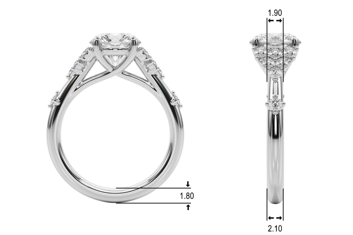 Sculpted Ov Center Round Diamond Engagement Ring â€” 10K/14K Gold & Platinum