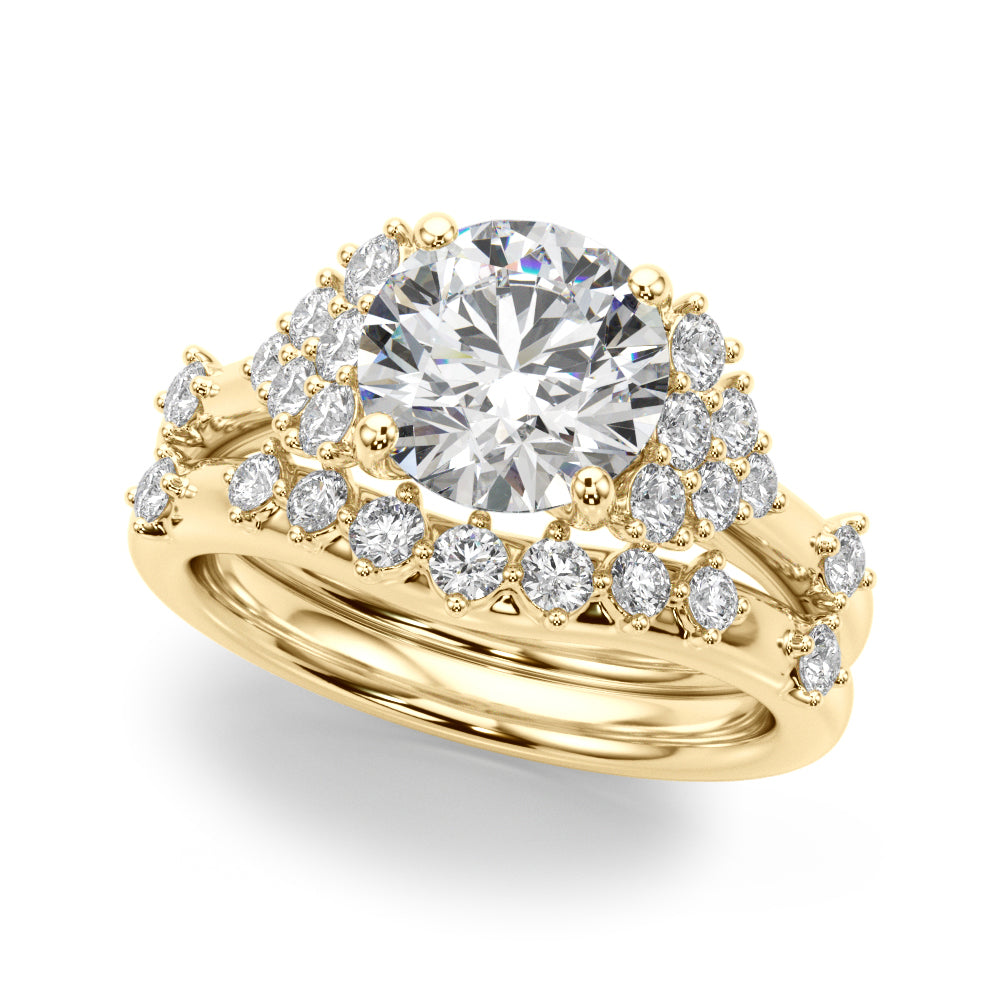 Sculpted Ov Center Round Diamond Engagement Ring â€” 10K/14K Gold & Platinum