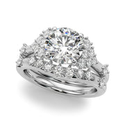 Sculpted Ov Center Round Diamond Engagement Ring â€” 10K/14K Gold & Platinum