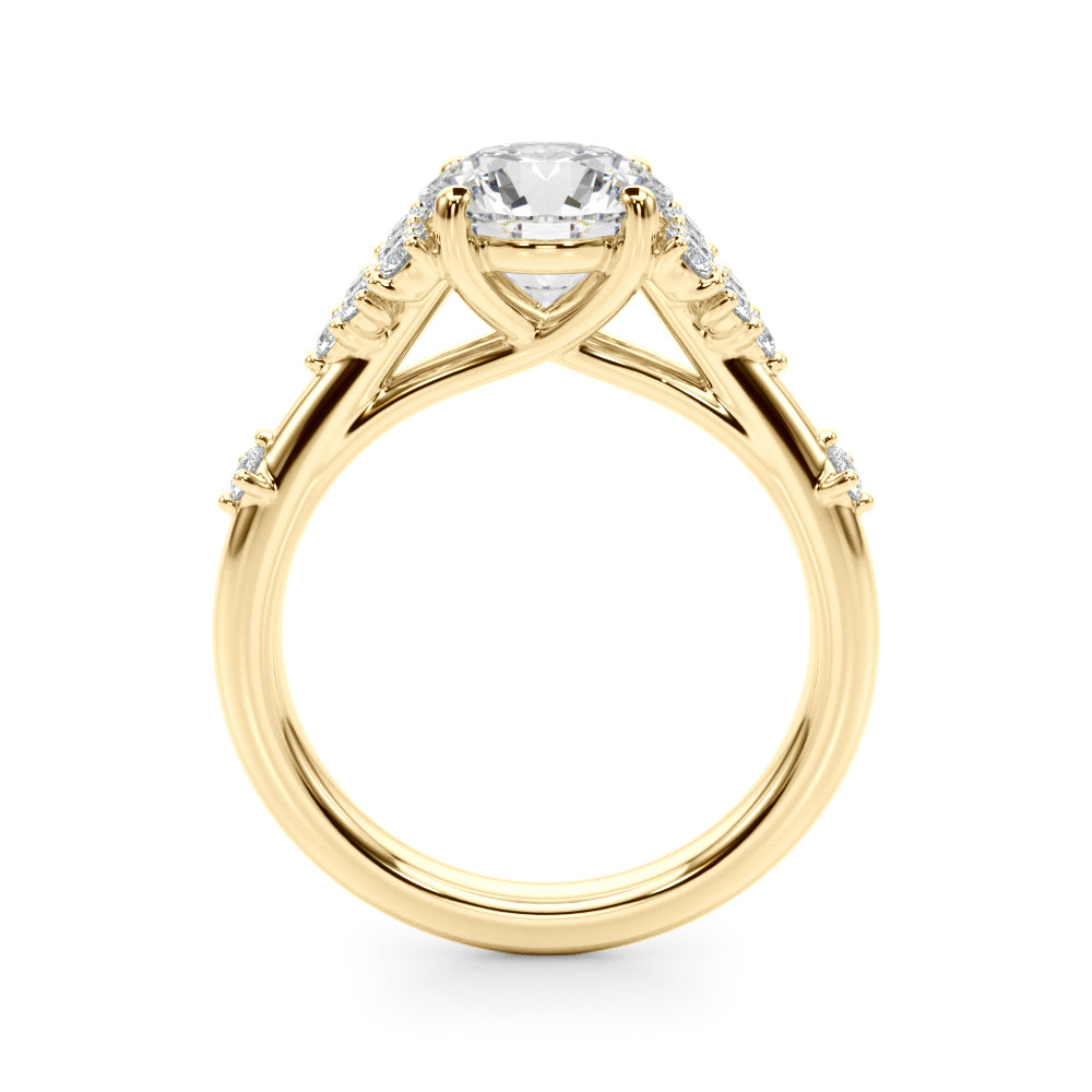 Sculpted Ov Center Round Diamond Engagement Ring â€” 10K/14K Gold & Platinum