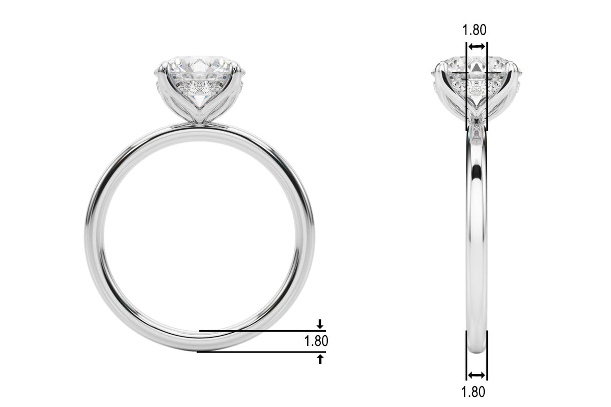 Radiant Hidden Halo Ov Engagement Ring Round Diamond Engagement Ring â€” 10K/14K Gold & Platinum