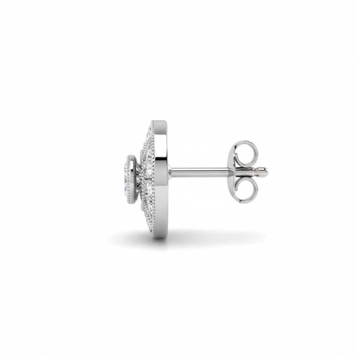 Elegant Vintage Round Diamond Stud Earrings in 10K/14K gold and platinum with certified lab-grown or natural diamonds