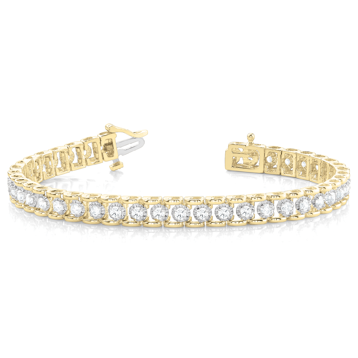 Round Cut Prong Set Diamond Tennis Bracelet / and in 10K/14K gold and platinum with certified lab-grown or natural diamonds