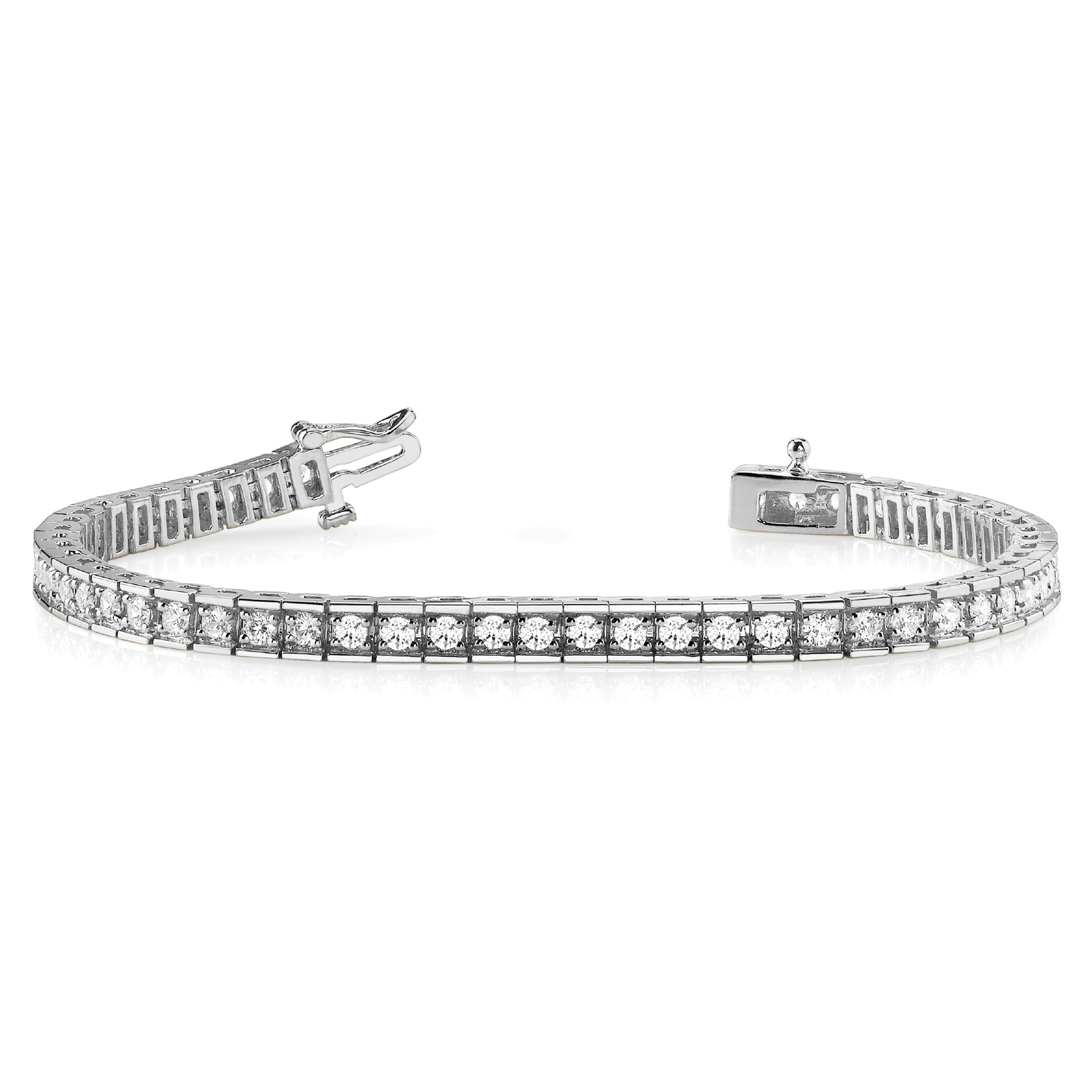 Round Cut Diamond Tennis Bracelet in Lab Grown or Natural Diamonds in 10K/14K gold and platinum with certified lab-grown or natural diamonds
