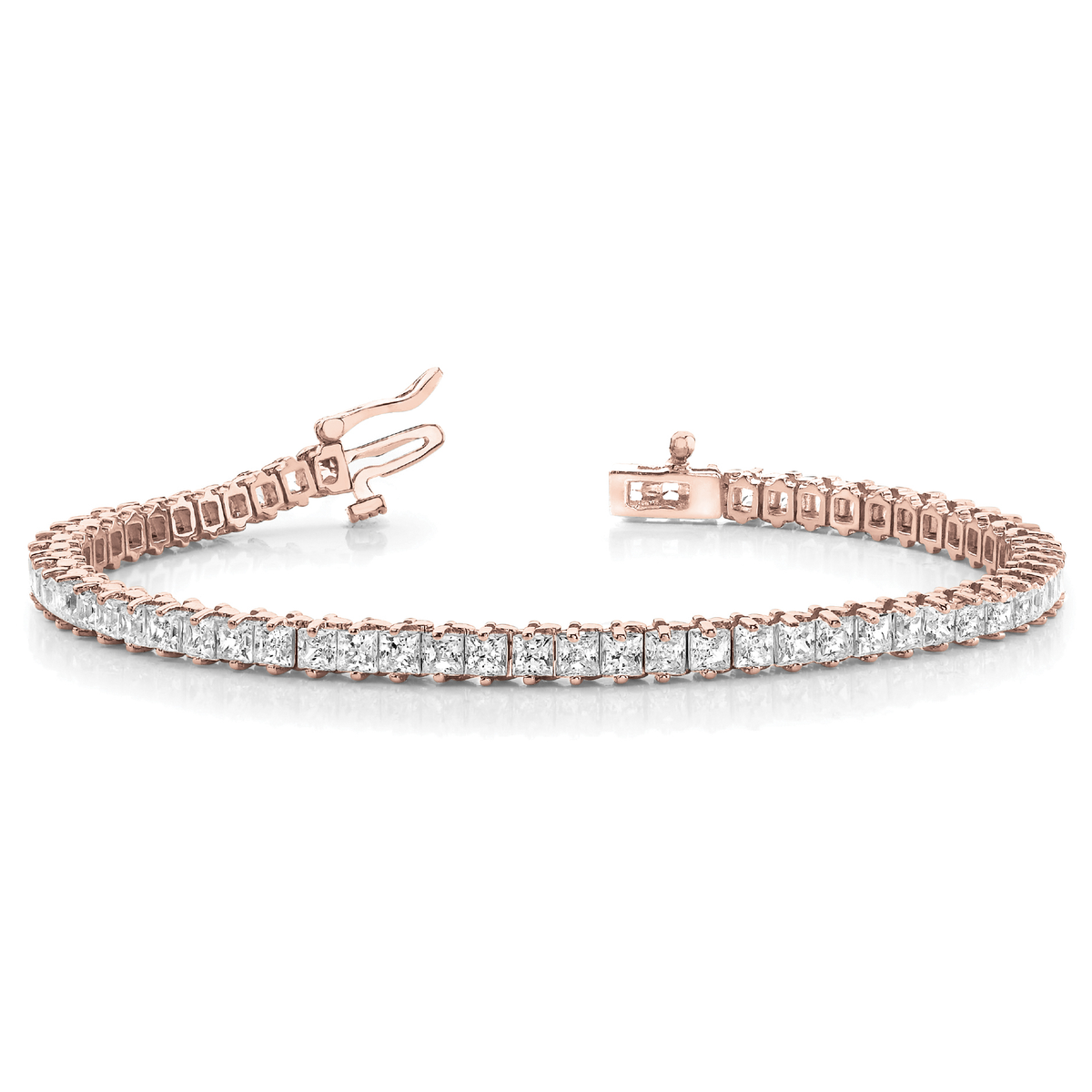 Princess Cut Diamond Tennis Bracelet in 10K/14K gold and platinum with certified lab-grown or natural diamonds