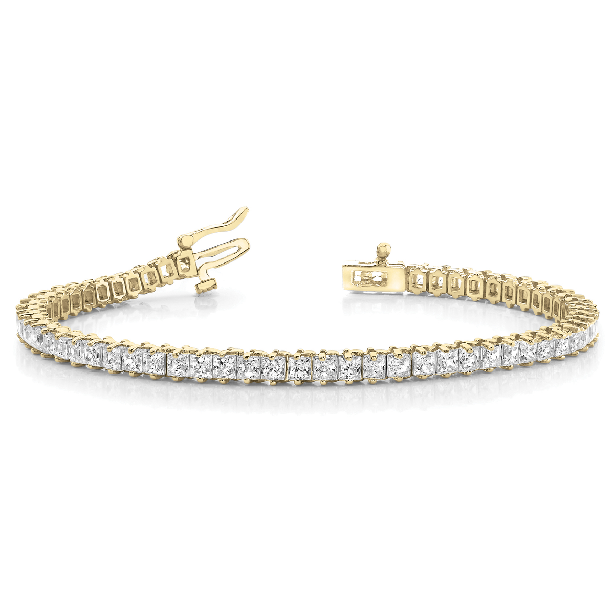 Princess Cut Diamond Tennis Bracelet in 10K/14K gold and platinum with certified lab-grown or natural diamonds