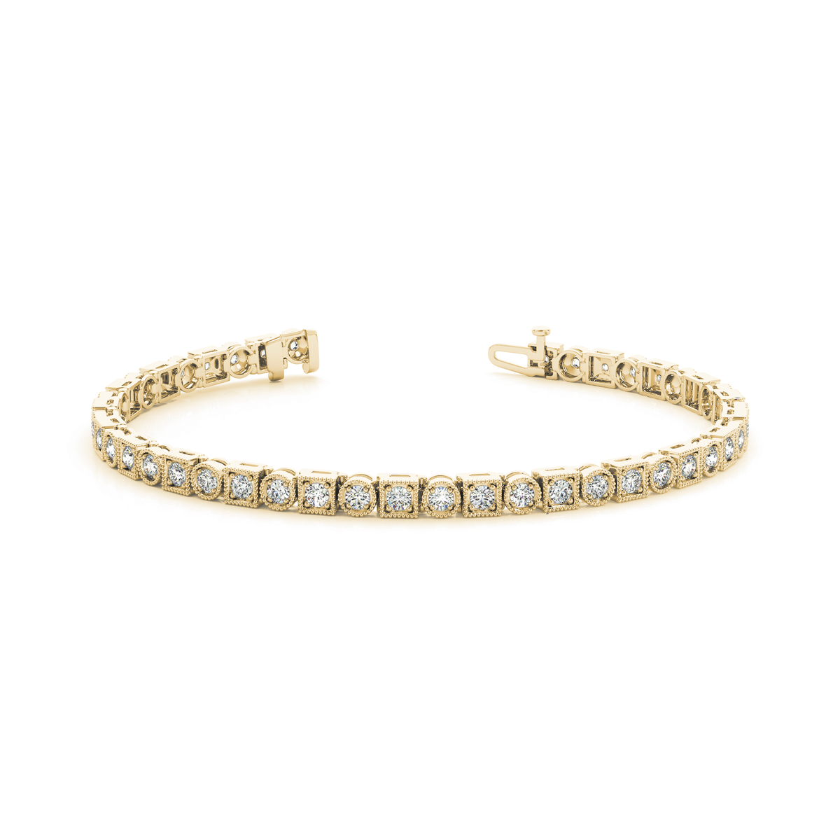 Delicate Milgrain Set Lab Grown or Real Diamond Tennis Bracelet in Gold & in 10K/14K gold and platinum with certified lab-grown or natural diamonds