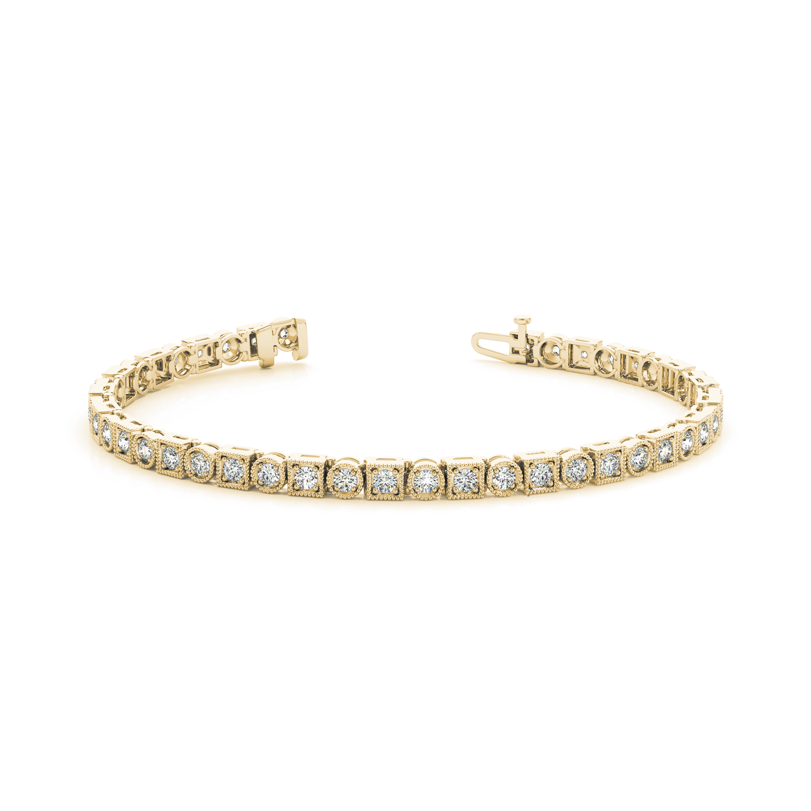 Delicate Milgrain Set Lab Grown or Real Diamond Tennis Bracelet in Gold & in 10K/14K gold and platinum with certified lab-grown or natural diamonds