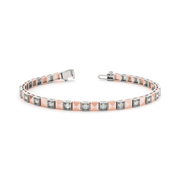 Elegant Two-Tone Gold Tennis Bracelet with Lab Grown or Natural Diamonds in 10K/14K gold and platinum with certified lab-grown or natural diamonds