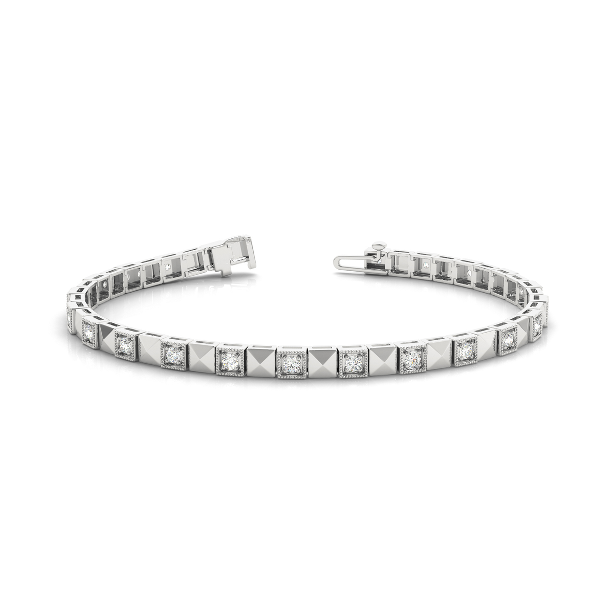 Elegant Two-Tone Gold Tennis Bracelet with Lab Grown or Natural Diamonds in 10K/14K gold and platinum with certified lab-grown or natural diamonds