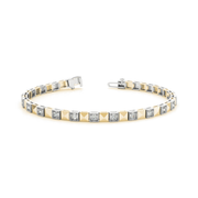 Elegant Two-Tone Gold Tennis Bracelet with Lab Grown or Natural Diamonds in 10K/14K gold and platinum with certified lab-grown or natural diamonds