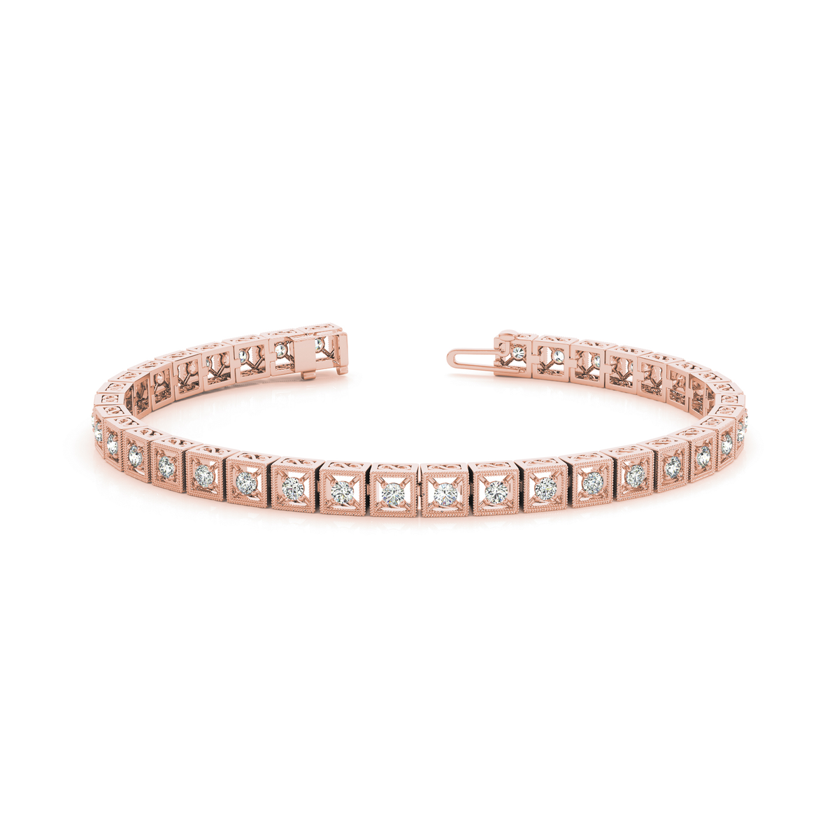 Vintage Diamond Tennis Bracelet with Prong or in 10K/14K gold and platinum with certified lab-grown or natural diamonds