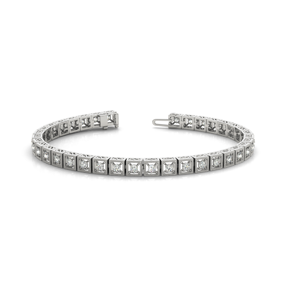 Vintage Diamond Tennis Bracelet with Prong or in 10K/14K gold and platinum with certified lab-grown or natural diamonds