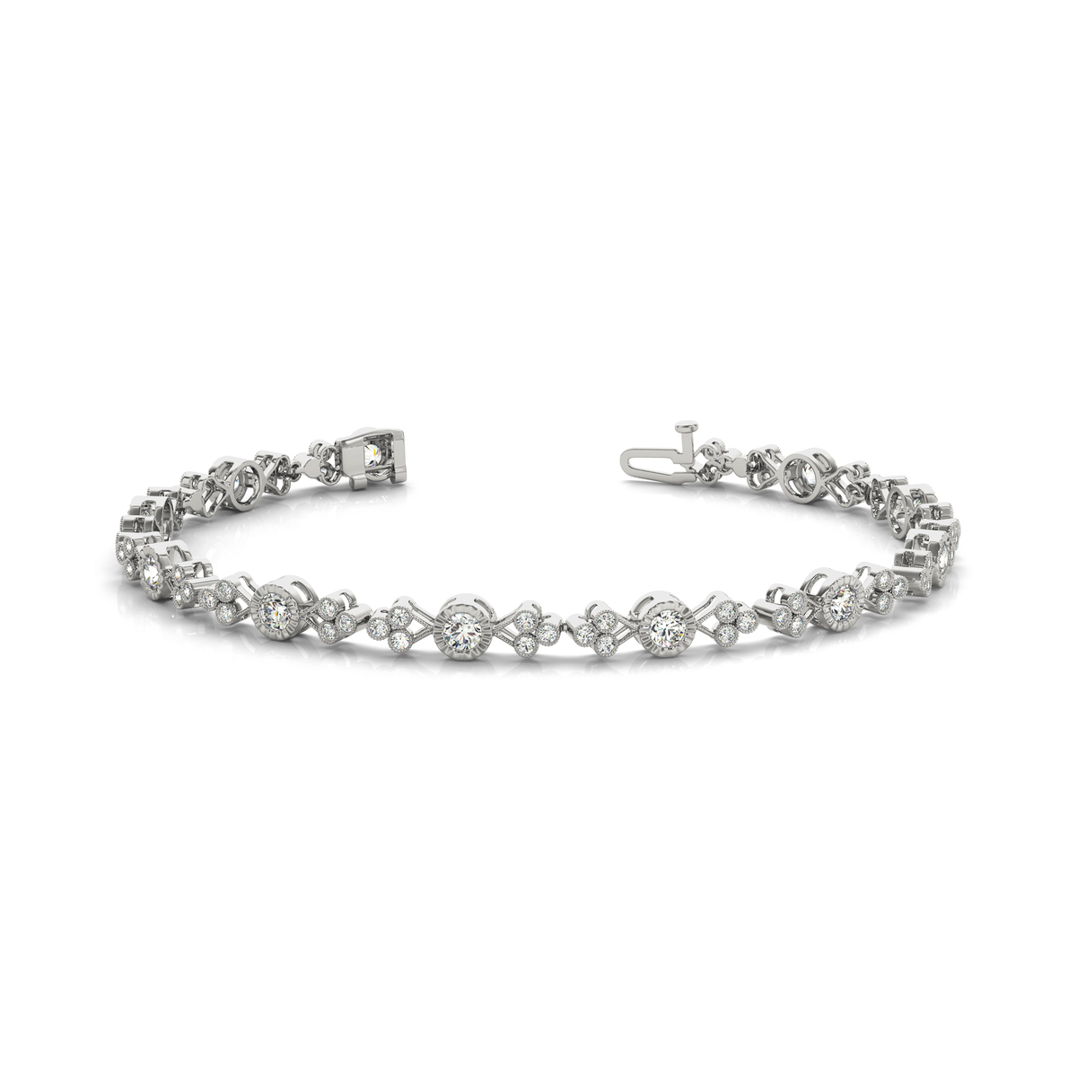 Cluster Natural Diamond Tennis Bracelet / or Platinum Hallmarked in 10K/14K gold and platinum with certified lab-grown or natural diamonds