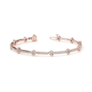 Geometric Link Diamond Tennis Bracelet with Round Cut Diamonds in Gold or in 10K/14K gold and platinum with certified lab-grown or natural diamonds