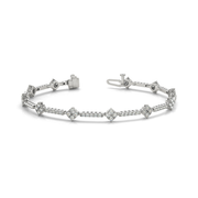 Geometric Link Diamond Tennis Bracelet with Round Cut Diamonds in Gold or in 10K/14K gold and platinum with certified lab-grown or natural diamonds