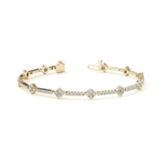 Geometric Link Diamond Tennis Bracelet with Round Cut Diamonds in Gold or in 10K/14K gold and platinum with certified lab-grown or natural diamonds