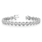 Round Diamond Tennis Bracelet in Bezel Setting in 10K/14K gold and platinum with certified lab-grown or natural diamonds
