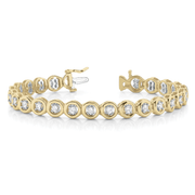 Round Diamond Tennis Bracelet in Bezel Setting in 10K/14K gold and platinum with certified lab-grown or natural diamonds