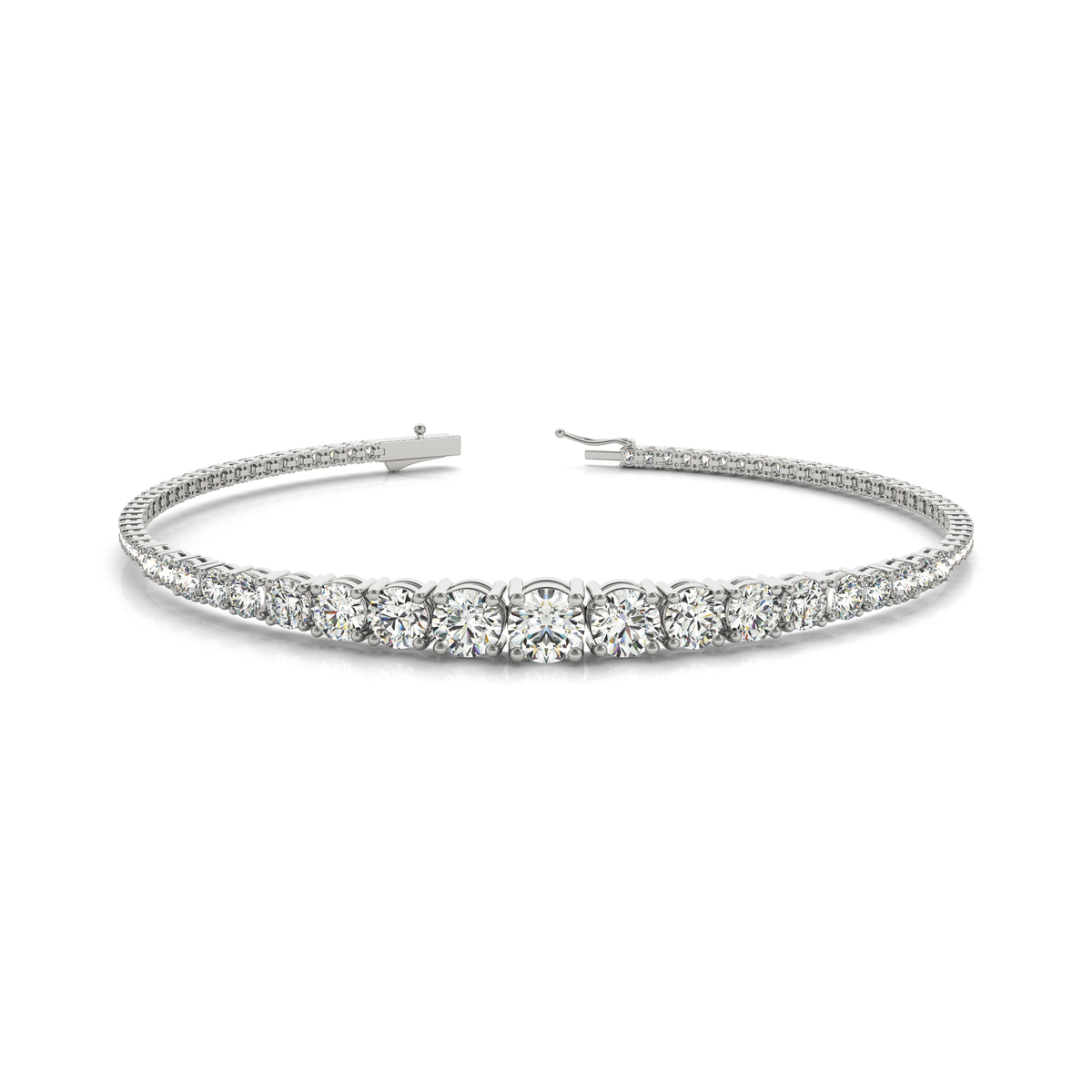 Graduated Round Diamond Tennis Bracelet or in 10K/14K gold and platinum with certified lab-grown or natural diamonds
