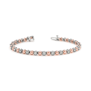 Two Tone Diamond Tennis Bracelet in Lab Grown or Natural Diamond in Gold or in 10K/14K gold and platinum with certified lab-grown or natural diamonds