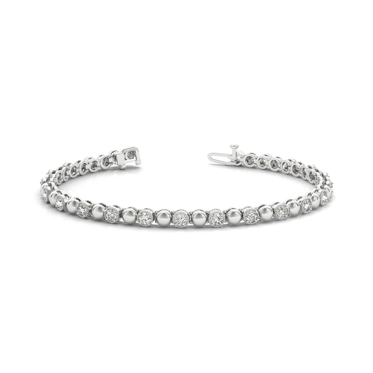 Two Tone Diamond Tennis Bracelet in Lab Grown or Natural Diamond in Gold or in 10K/14K gold and platinum with certified lab-grown or natural diamonds