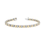 Two Tone Diamond Tennis Bracelet in Lab Grown or Natural Diamond in Gold or in 10K/14K gold and platinum with certified lab-grown or natural diamonds