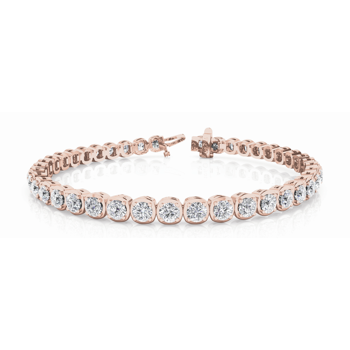 Cushion-Link Diamond Tennis Bracelet in 10K/14K gold and platinum with certified lab-grown or natural diamonds