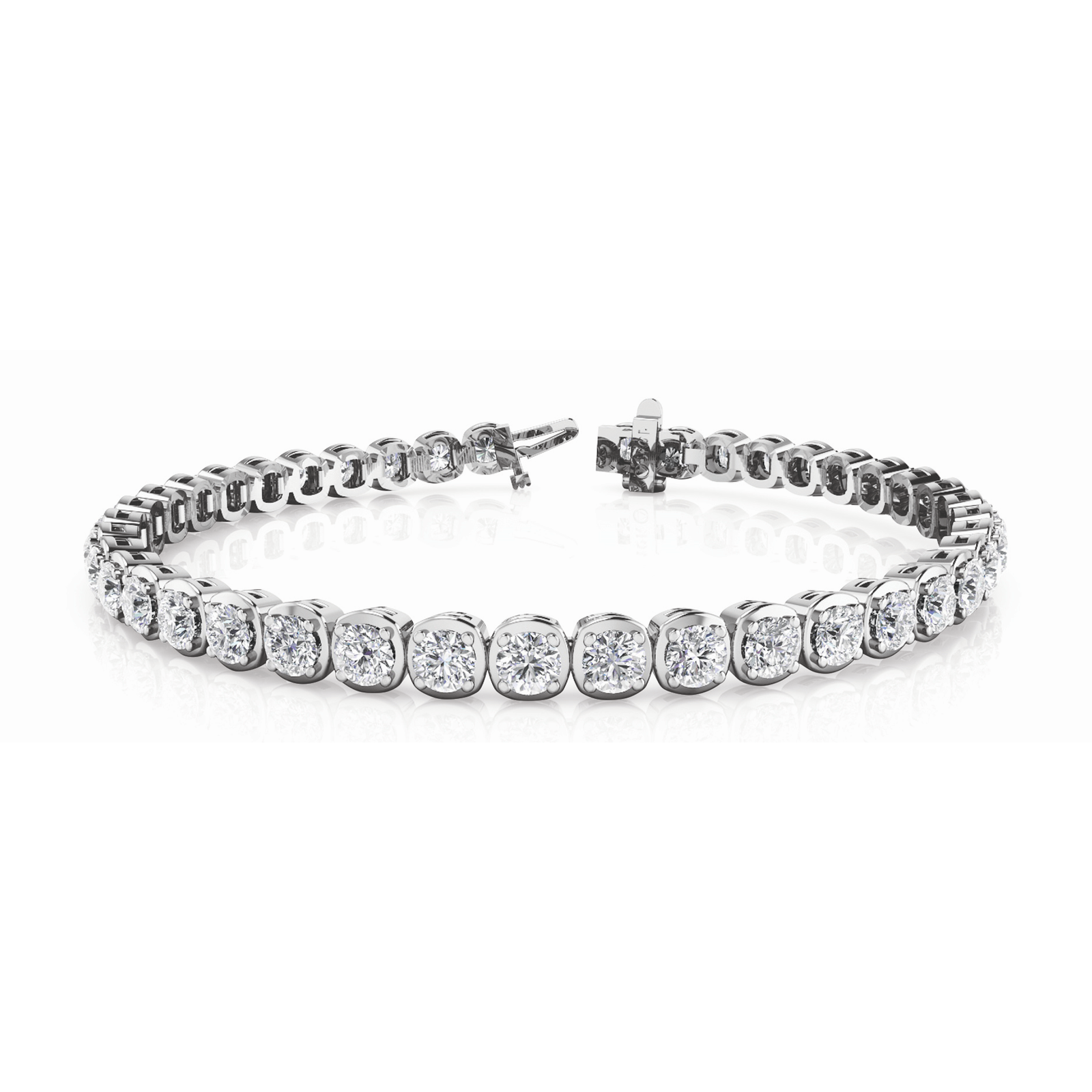 Cushion-Link Diamond Tennis Bracelet in 10K/14K gold and platinum with certified lab-grown or natural diamonds