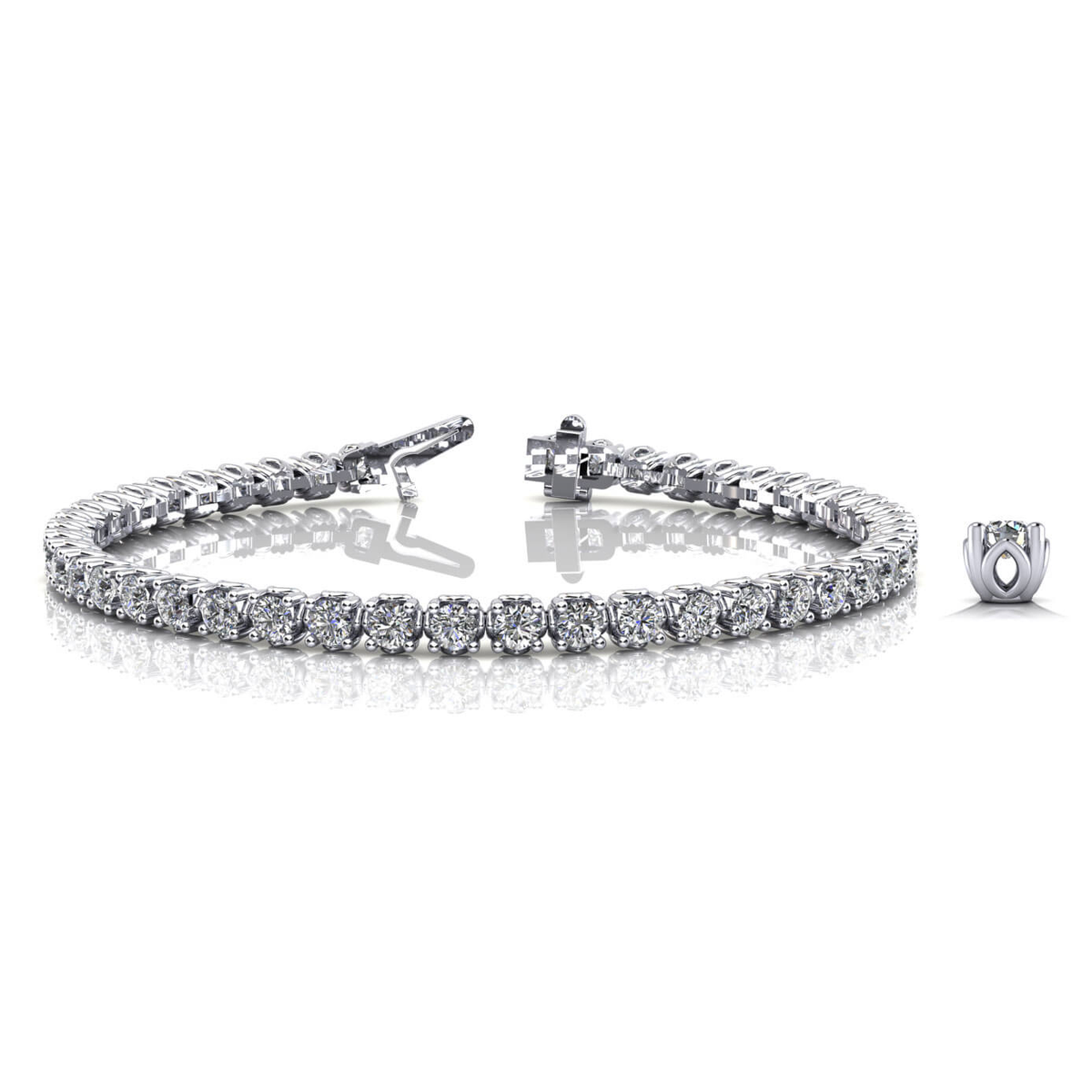 Round Brilliant Cut Prong Set Diamond Tennis Bracelet Solid Gold & in 10K/14K gold and platinum with certified lab-grown or natural diamonds