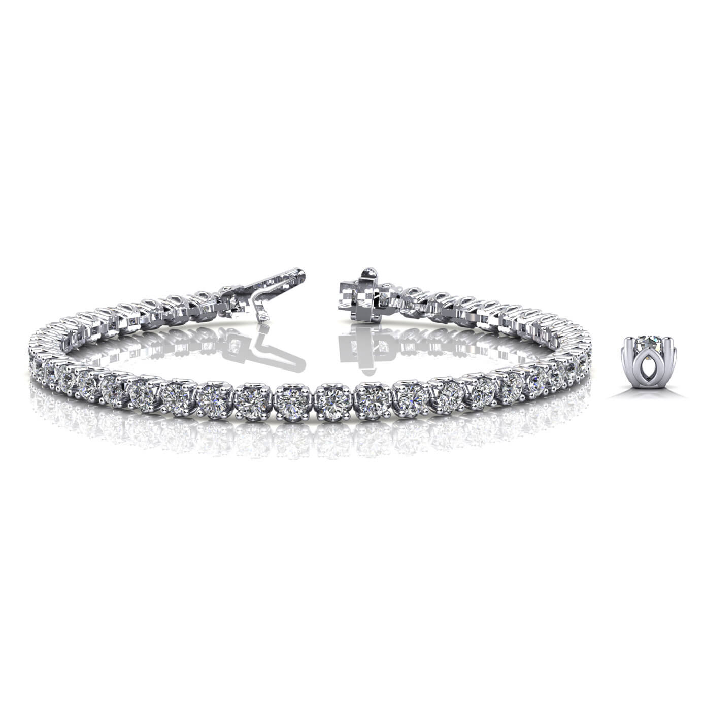 Round Brilliant Cut Prong Set Diamond Tennis Bracelet Solid Gold & in 10K/14K gold and platinum with certified lab-grown or natural diamonds