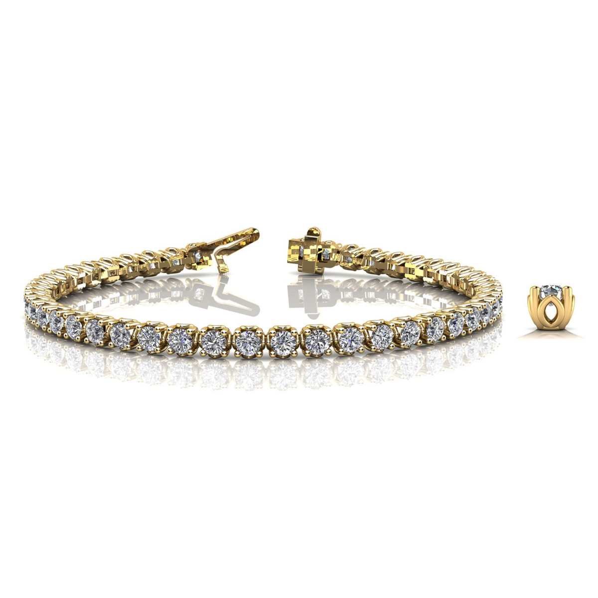 Round Brilliant Cut Prong Set Diamond Tennis Bracelet Solid Gold & in 10K/14K gold and platinum with certified lab-grown or natural diamonds
