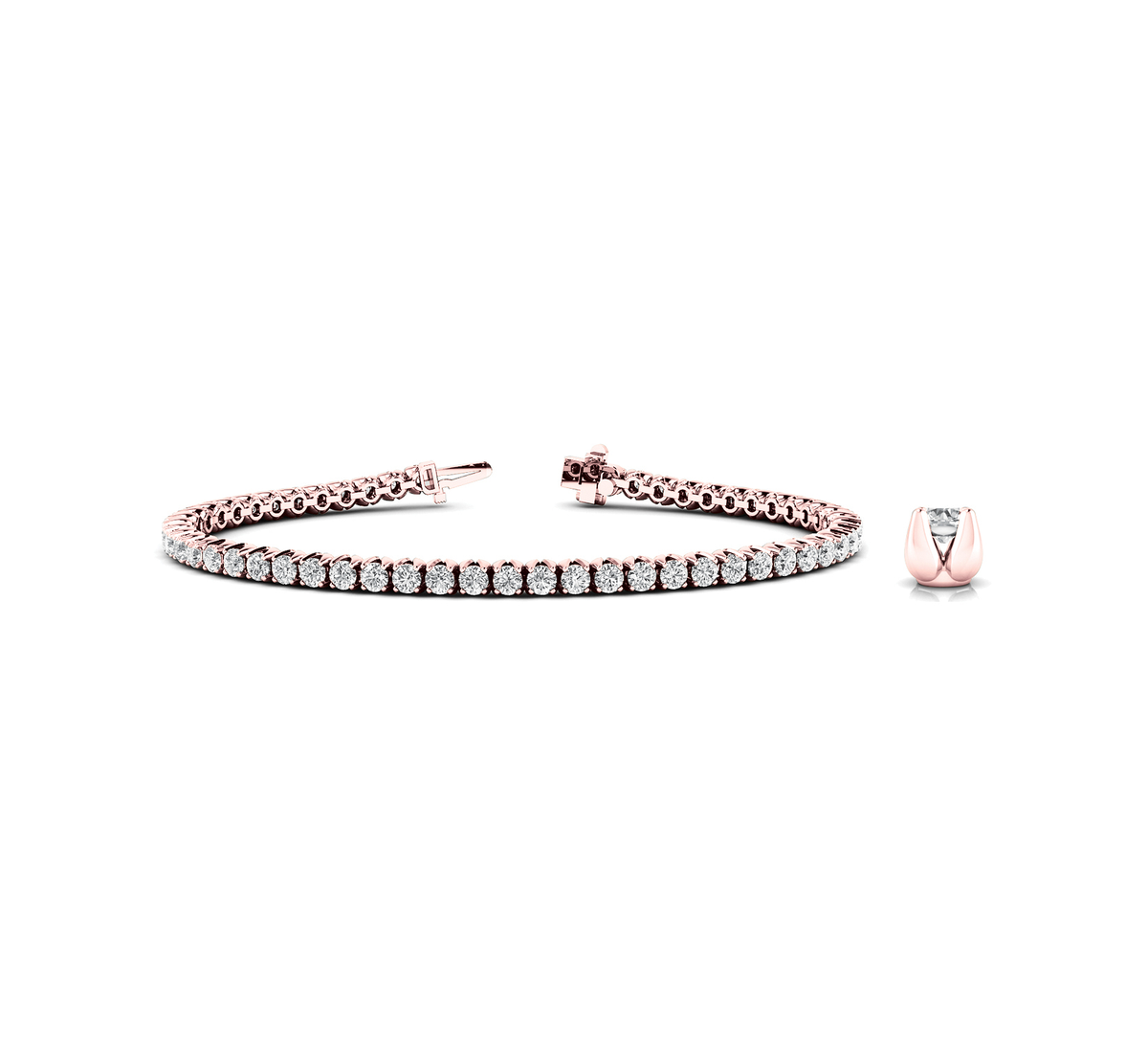 Round Cut Lab Grown or Natural Diamond Tennis Bracelet in 10K/14K gold and platinum with certified lab-grown or natural diamonds
